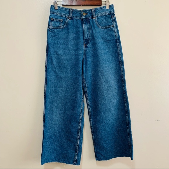 Sezane Denim - Sezane Denim Ankle Raw Hem Wide Leg Blue Jeans size 38